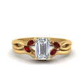 Thumbnail 16 - twisted-vine-emerald-cut-bridal-ruby-ring-set-with-plain-shank-in-yellow-gold-FD8300EMB1GRUDR-NL-YG.jpg