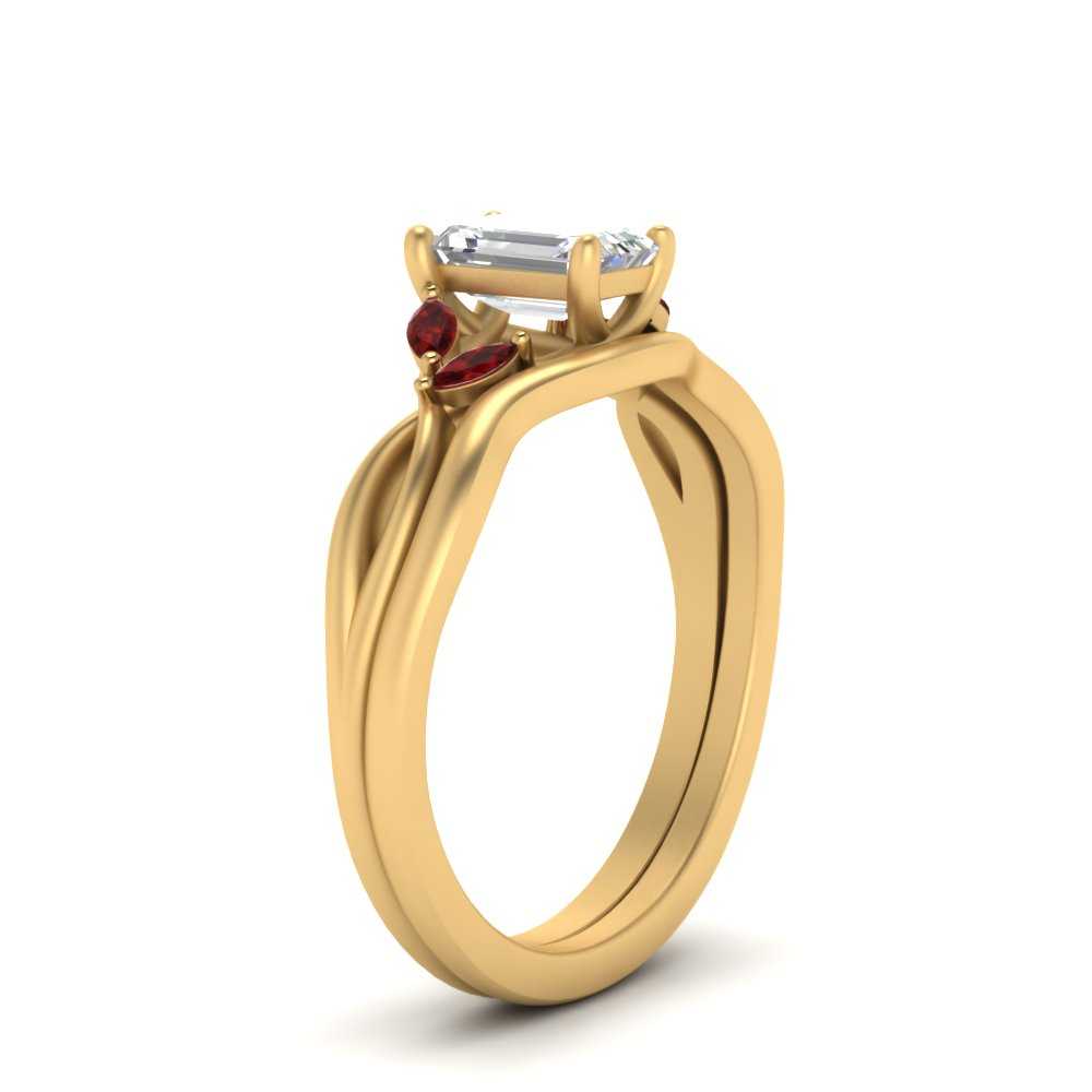 twisted-vine-emerald-cut-bridal-ruby-ring-set-with-plain-shank-in-yellow-gold-FD8300EMB1GRUDR-NL-YG.jpg
