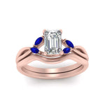 Load image into Gallery viewer, twisted-vine-emerald-cut-bridal-sapphire-ring-set-with-plain-shank-in-rose-gold-FD8300EMB1GSABL-NL-RG.jpg
