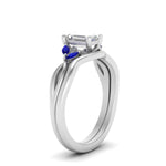 Load image into Gallery viewer, twisted-vine-emerald-cut-bridal-sapphire-ring-set-with-plain-shank-in-white-gold-FD8300EMB1GSABL-NL-WG.jpg
