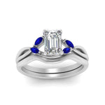 Load image into Gallery viewer, twisted-vine-emerald-cut-bridal-sapphire-ring-set-with-plain-shank-in-white-gold-FD8300EMB1GSABL-NL-WG.jpg
