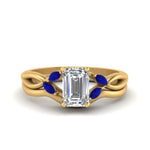 Load image into Gallery viewer, twisted-vine-emerald-cut-bridal-sapphire-ring-set-with-plain-shank-in-yellow-gold-FD8300EMB1GSABL-NL-YG.jpg
