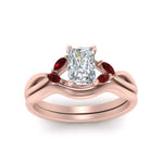 Load image into Gallery viewer, twisted-vine-radiant-cut-bridal-ruby-ring-set-with-plain-shank-in-rose-gold-FD8300RAB1GRUDR-NL-RG.jpg
