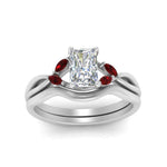 Load image into Gallery viewer, twisted-vine-radiant-cut-bridal-ruby-ring-set-with-plain-shank-in-white-gold-FD8300RAB1GRUDR-NL-WG.jpg
