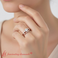 Thumbnail 2 - twisted-vine-vintage-band-round-cut-diamond-wedding-ring-set-rose-gold-fdens10981-model
