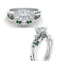 Thumbnail 44 - twisted-vine-vintage-band-round-cut-diamond-wedding-ring-set-with-emerald-in-white-gold-FD10981ROGEMGRANGLE3-NL-WG.jpg