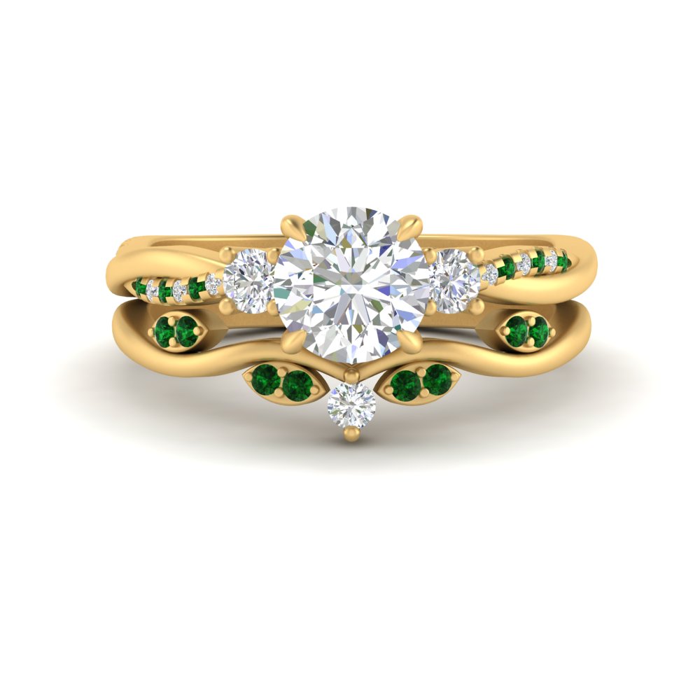 twisted-vine-vintage-band-round-cut-diamond-wedding-ring-set-with-emerald-in-yellow-gold-FD10981ROGEMGRANGLE3-NL-YG.jpg