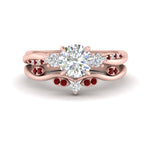 Load image into Gallery viewer, twisted-vine-vintage-band-round-cut-diamond-wedding-ring-set-with-ruby-in-rose-gold-FD10981ROGRUDRANGLE3-NL-RG.jpg