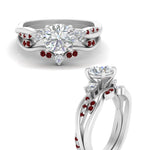 Load image into Gallery viewer, twisted-vine-vintage-band-round-cut-diamond-wedding-ring-set-with-ruby-in-white-gold-FD10981ROGRUDRANGLE3-NL-WG.jpg