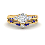 Load image into Gallery viewer, twisted-vine-vintage-band-round-cut-diamond-wedding-ring-set-with-sapphire-in-yellow-gold-FD10981ROGSABLANGLE3-NL-YG.jpg