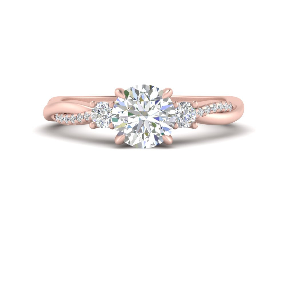 Twisted Vine Vintage Round Cut Engagement Ring