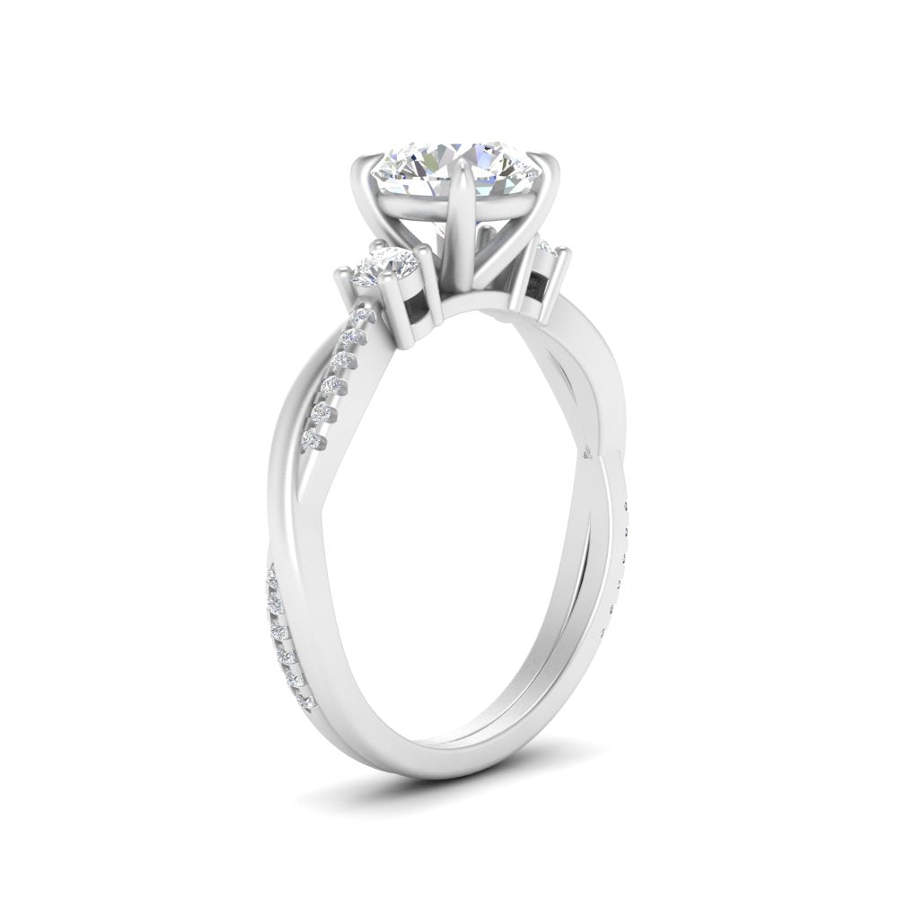 Twisted Vine Vintage Round Cut Engagement Ring