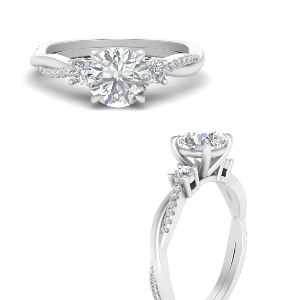 Twisted Vine Vintage Round Cut Engagement Ring