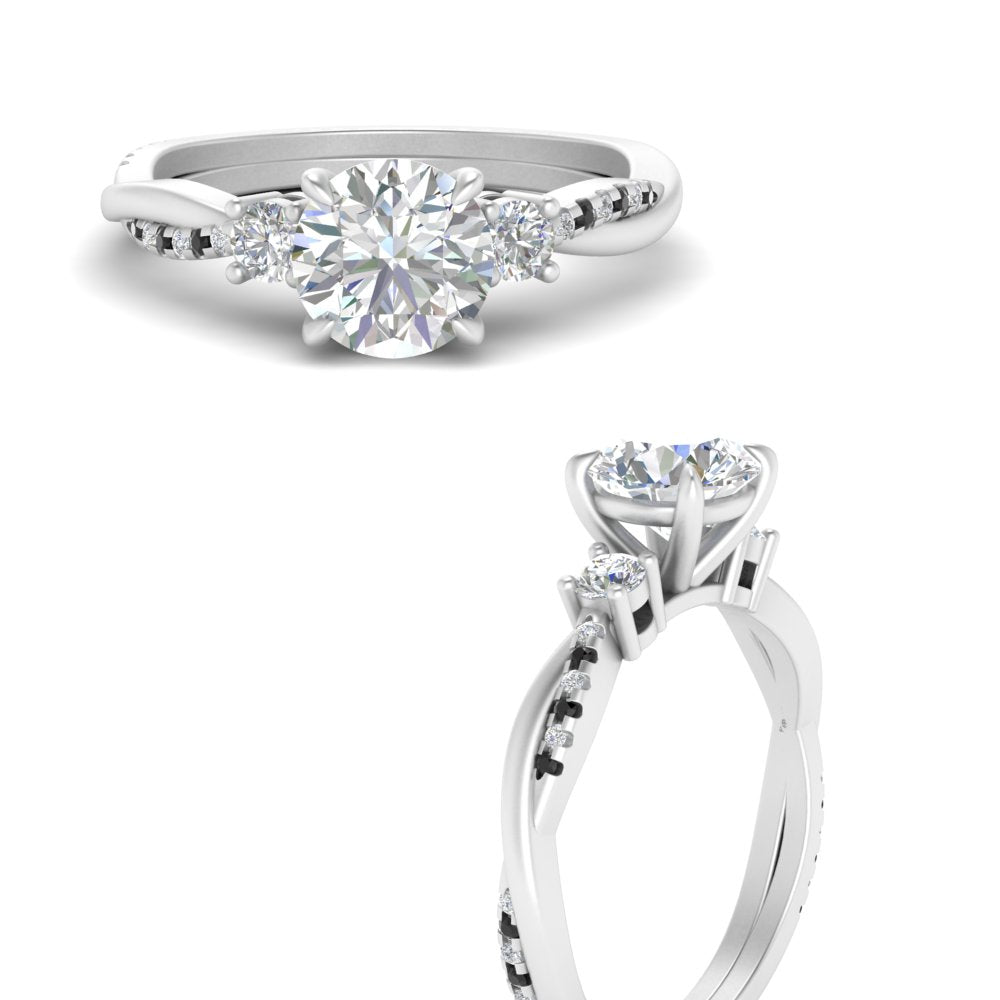 Twisted Vine Vintage Round Cut Engagement Ring