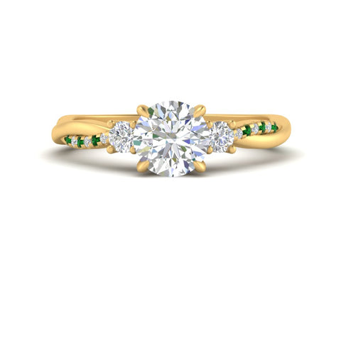 Twisted Vine Vintage Round Cut Engagement Ring