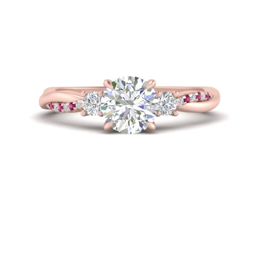 Twisted Vine Vintage Round Cut Engagement Ring