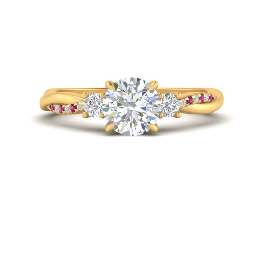 Twisted Vine Vintage Round Cut Engagement Ring