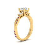 Load image into Gallery viewer, twisted-vine-vintage-round-cut-diamond-engagement-ring-with-pink-sapphire-in-yellow-gold-FD10981RORGSADRPIANGLE2-NL-YG.jpg?v=1764677363
