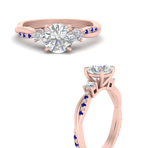 Twisted Vine Vintage Round Cut Engagement Ring