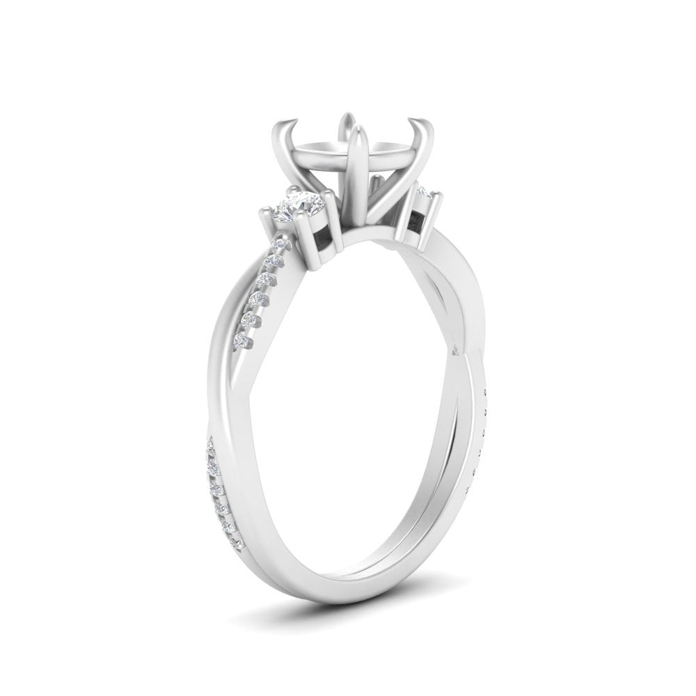 Twisted Vine Vintage Semi Mount Diamond Engagement Ring