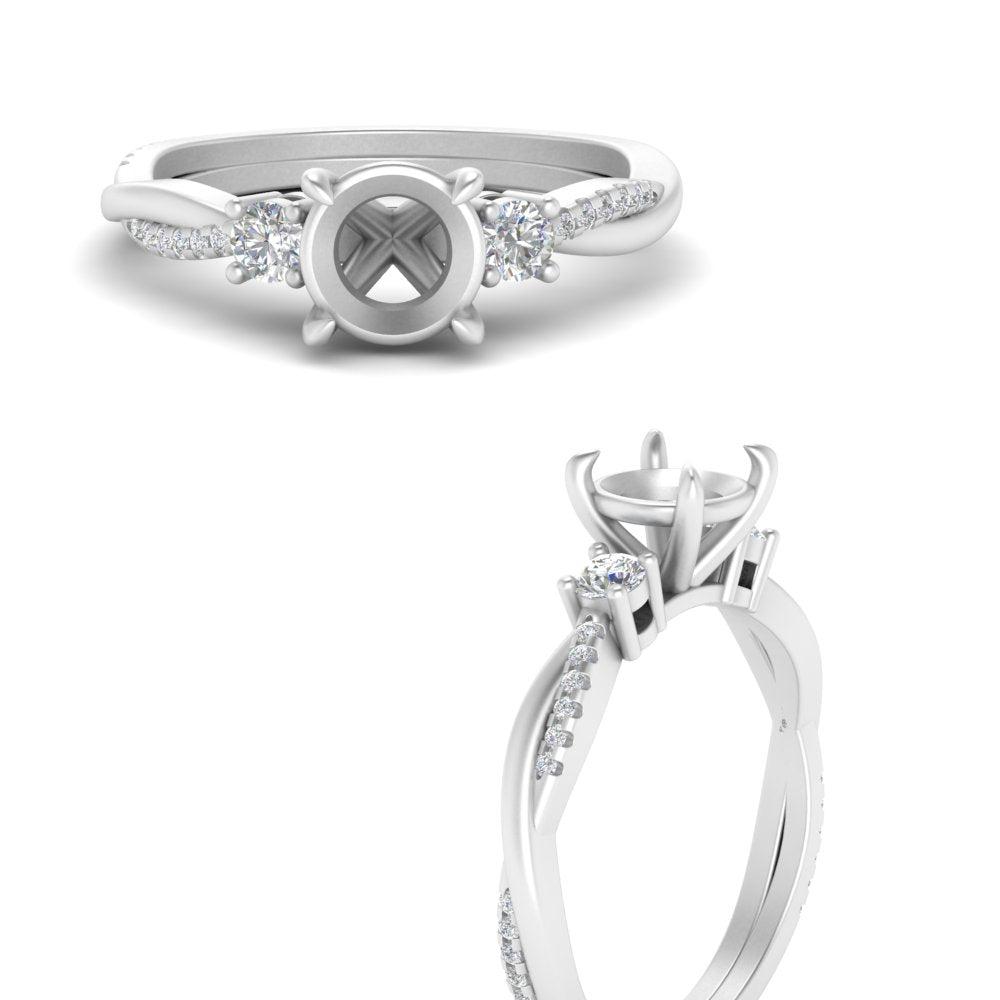 Twisted Vine Vintage Semi Mount Diamond Engagement Ring