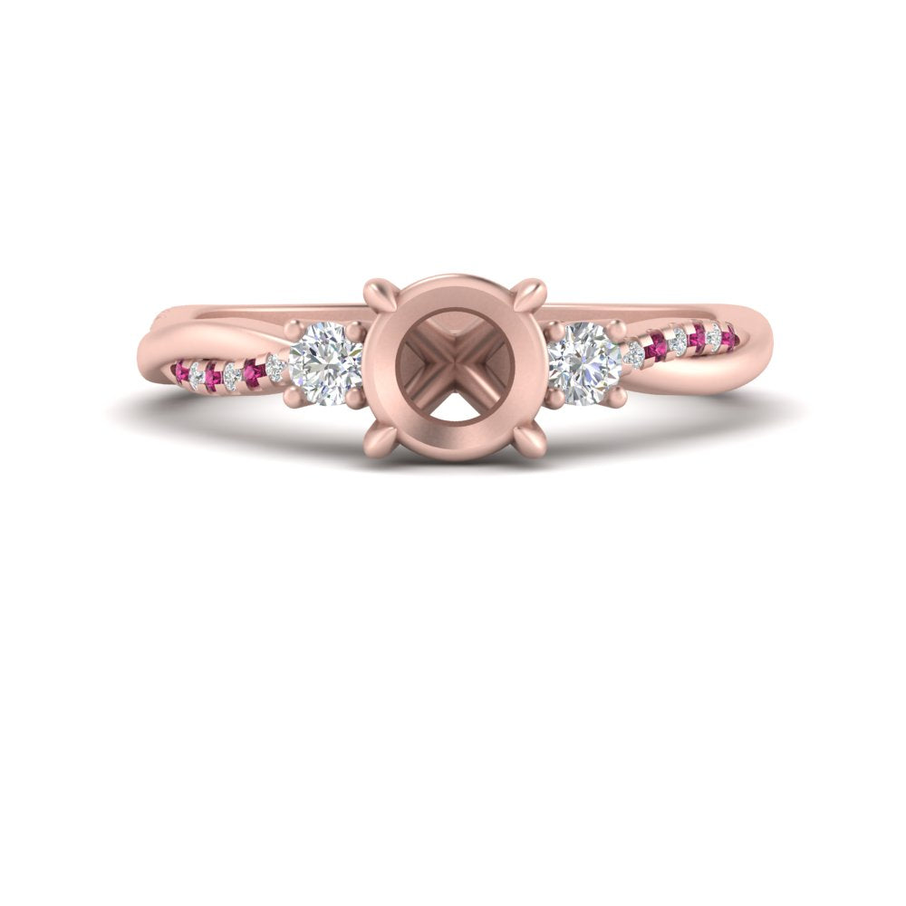 Twisted Vine Vintage Semi Mount Diamond Engagement Ring