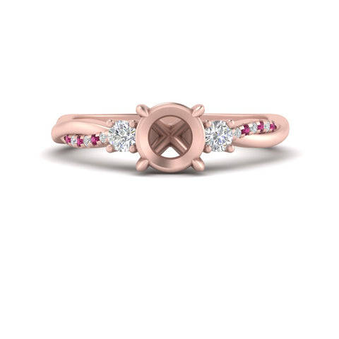 Twisted Vine Vintage Semi Mount Diamond Engagement Ring
