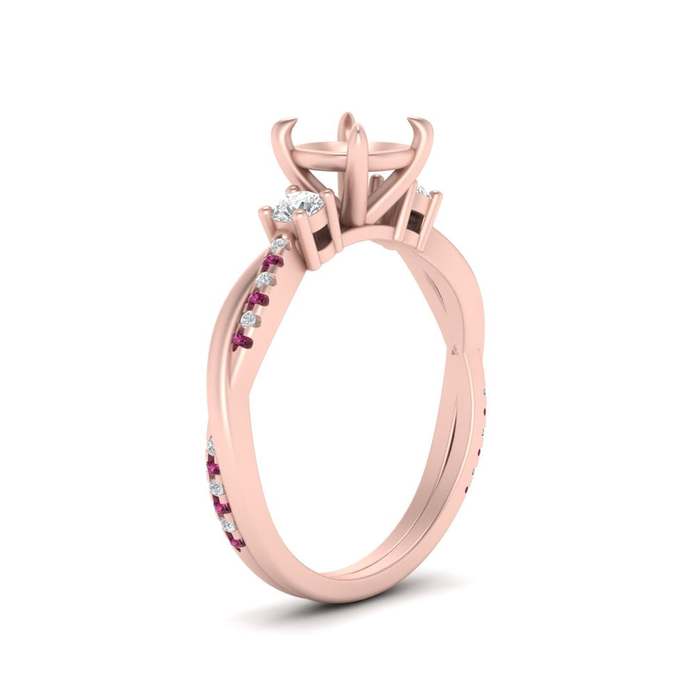 Twisted Vine Vintage Semi Mount Diamond Engagement Ring