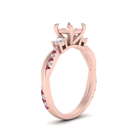 Twisted Vine Vintage Semi Mount Diamond Engagement Ring