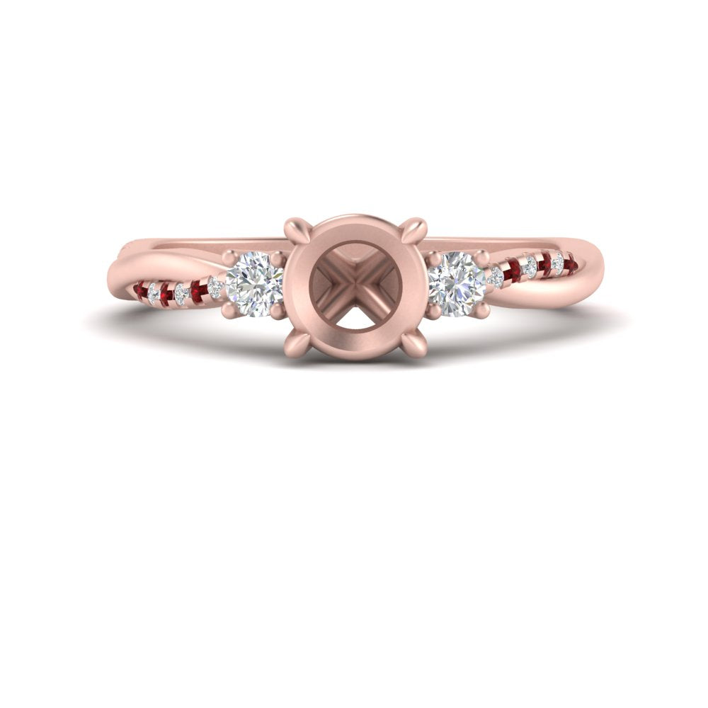 Twisted Vine Vintage Semi Mount Diamond Engagement Ring