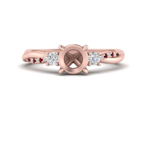 Twisted Vine Vintage Semi Mount Diamond Engagement Ring