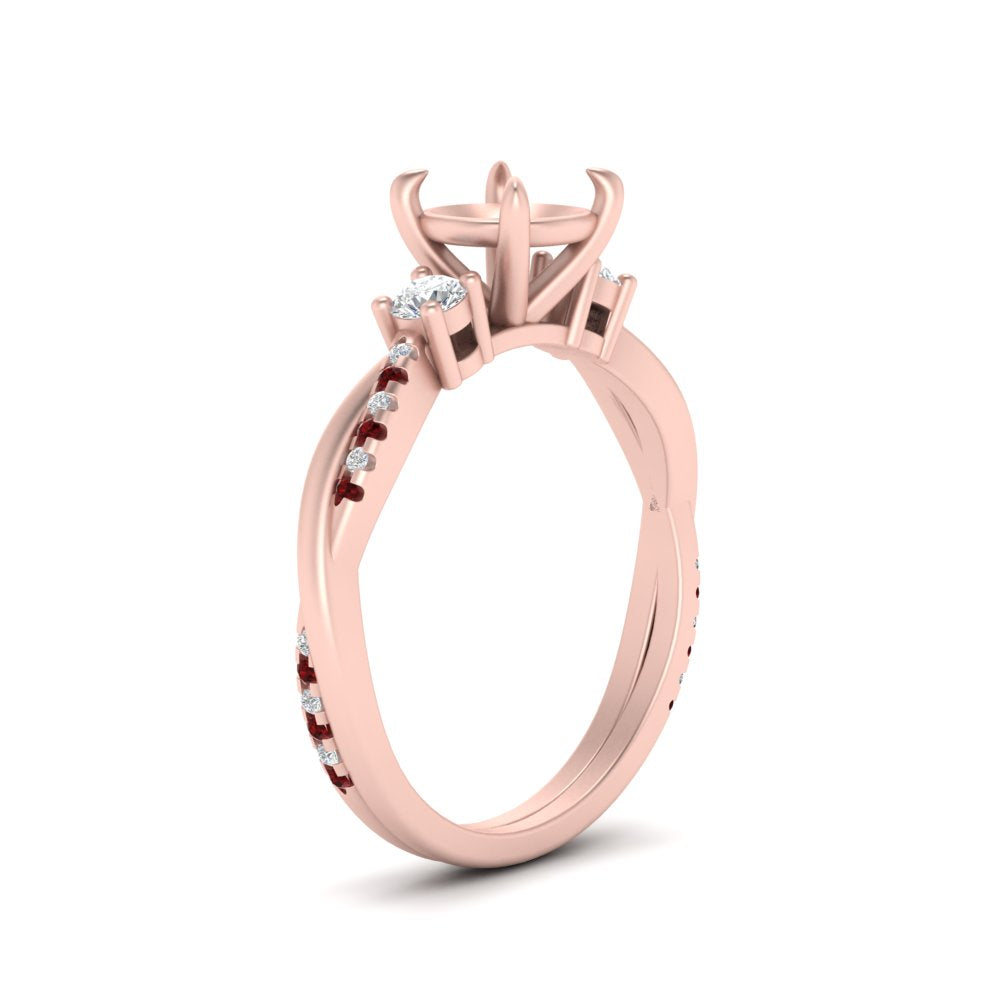 Twisted Vine Vintage Semi Mount Diamond Engagement Ring