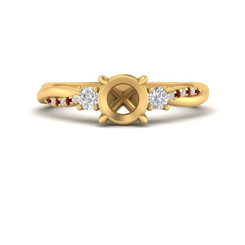 Twisted Vine Vintage Semi Mount Diamond Engagement Ring