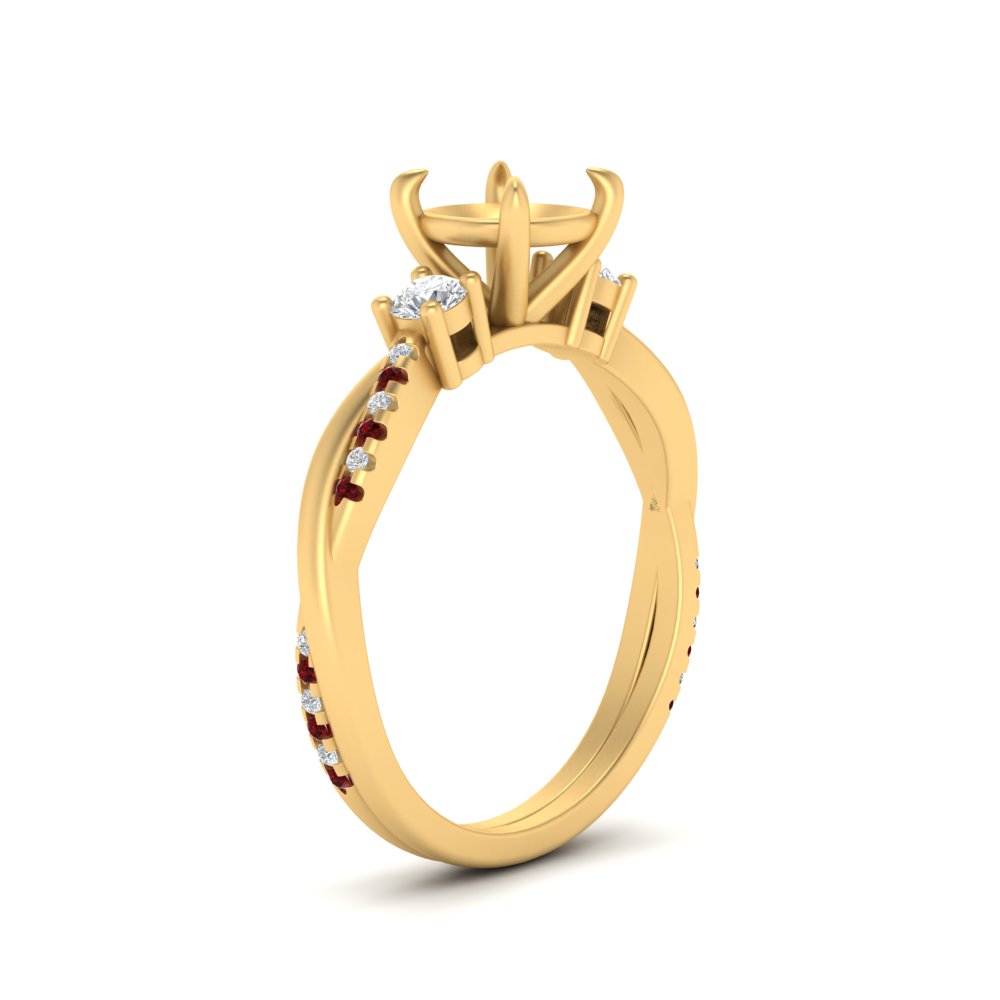 Twisted Vine Vintage Semi Mount Diamond Engagement Ring