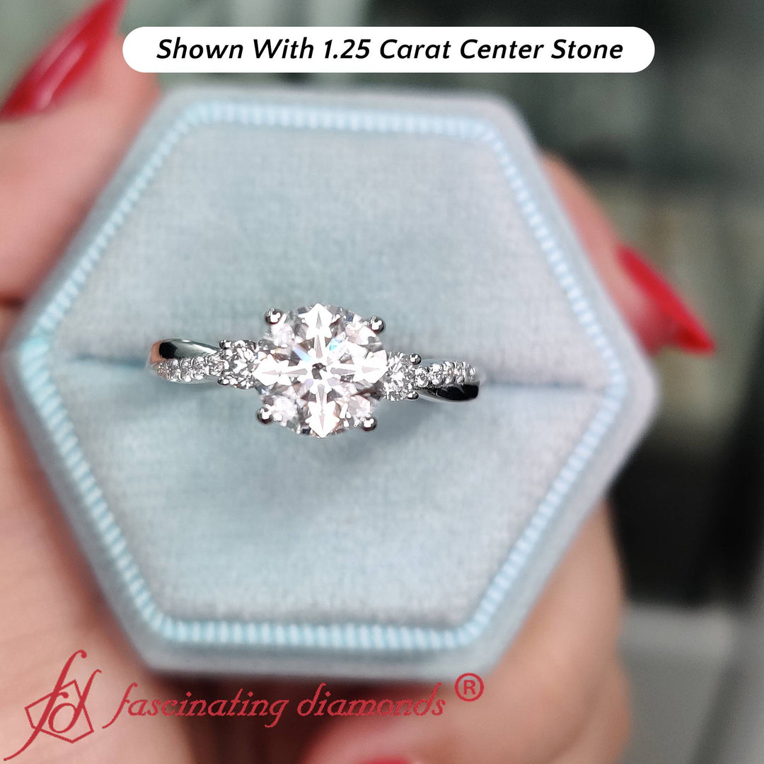 Twisted Vine Vintage Round Cut Engagement Ring