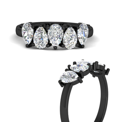 Pear Shaped 2 Carat Five Stone Wedding Diamond Band