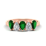 Load image into Gallery viewer, two-carat-5-stone-emerald-teardrop-anniversary-ring-in-rose-gold-fdwb8008pegemgrsleep-2.00ct-nl-rg.jpg