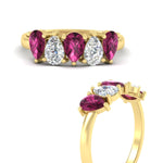 Load image into Gallery viewer, two-carat-5-stone-pink-sapphire-teardrop-anniversary-ring-in-yellow-gold-fdwb8008pegsadrpiangle3-2.00ct-nl-yg.jpg