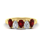 Load image into Gallery viewer, two-carat-5-stone-ruby-teardrop-anniversary-ring-in-yellow-gold-fdwb8008pegrudrsleep-2.00ct-nl-yg.jpg