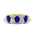 Load image into Gallery viewer, two-carat-5-stone-sapphire-teardrop-anniversary-ring-in-yellow-gold-fdwb8008pegsablsleep-2.00ct-nl-yg.jpg