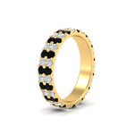 Load image into Gallery viewer, two-line-round-diamond-band-ring-with-black-diamond-in-yellow-gold-FD11378BGBLACK-1.80CT-NL-YG
