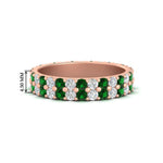 Load image into Gallery viewer, two-line-round-diamond-band-ring-with-emerald-in-rose-gold-FD11378BGEMGR-1.80CT-NL-RG
