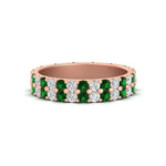 Load image into Gallery viewer, two-line-round-diamond-band-ring-with-emerald-in-rose-gold-FD11378BGEMGR-1.80CT-NL-RG
