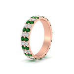 Load image into Gallery viewer, two-line-round-diamond-band-ring-with-emerald-in-rose-gold-FD11378BGEMGR-1.80CT-NL-RG
