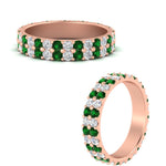 Load image into Gallery viewer, two-line-round-diamond-band-ring-with-emerald-in-rose-gold-FD11378BGEMGR-1.80CT-NL-RG
