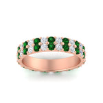 Load image into Gallery viewer, two-line-round-diamond-band-ring-with-emerald-in-rose-gold-FD11378BGEMGR-1.80CT-NL-RG
