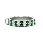 Load image into Gallery viewer, two-line-round-diamond-band-ring-with-emerald-in-white-gold-FD11378BGEMGR-1.80CT-NL-WG
