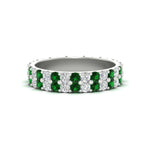 Load image into Gallery viewer, two-line-round-diamond-band-ring-with-emerald-in-white-gold-FD11378BGEMGR-1.80CT-NL-WG

