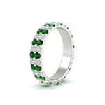 Load image into Gallery viewer, two-line-round-diamond-band-ring-with-emerald-in-white-gold-FD11378BGEMGR-1.80CT-NL-WG
