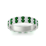 Load image into Gallery viewer, two-line-round-diamond-band-ring-with-emerald-in-white-gold-FD11378BGEMGR-1.80CT-NL-WG
